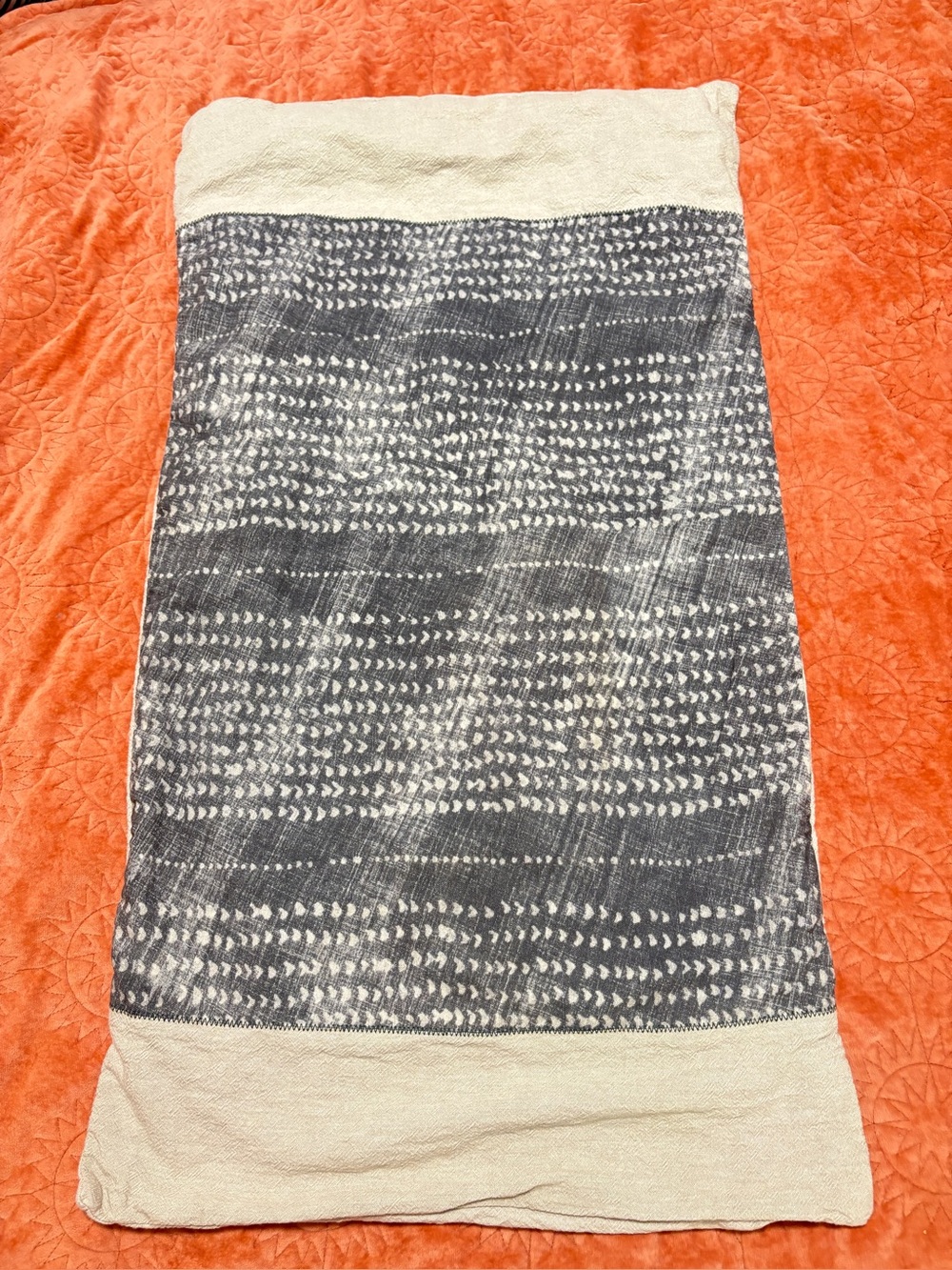Pottery Barn Shibori Dot King Sham 20x36 Gray Cotton Boho